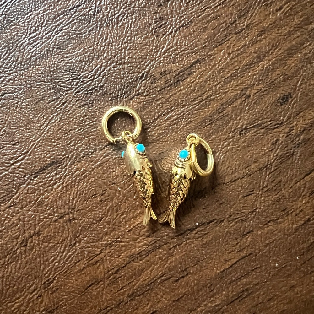 Madewell Fish Charm Huggie Hoop Earrings